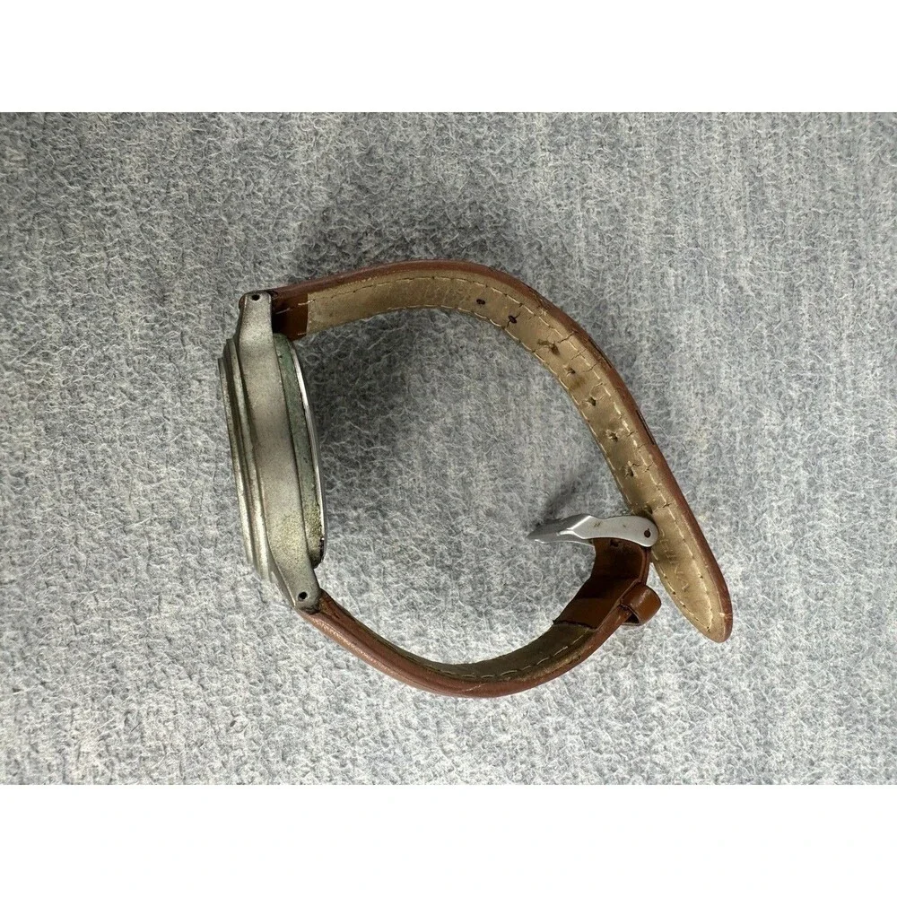 SHARP SHP5721 Silver Tone Brown Leather Band AS